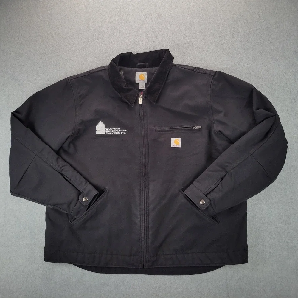 Carhartt Detroit Jacket Mens XL Black Blanket Lined Duck Canvas Full Zip‎ 103828